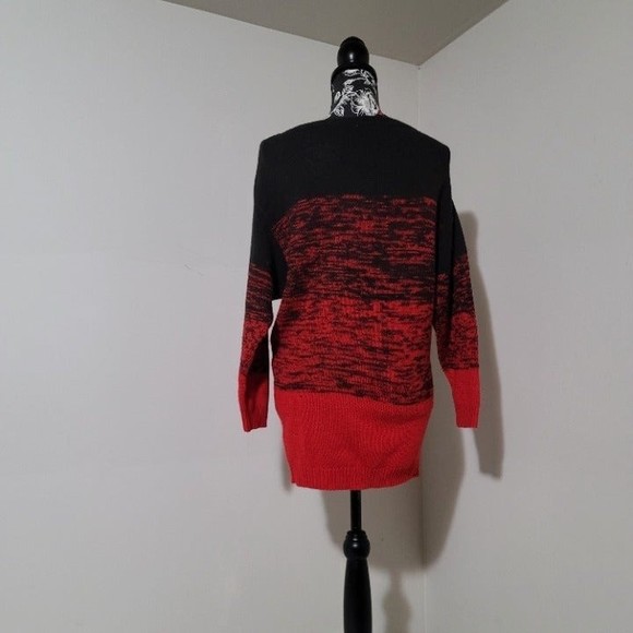 H&M Oversized Sweater Knit Colorblock Ombre Red Black xs - Picture 7 of 10